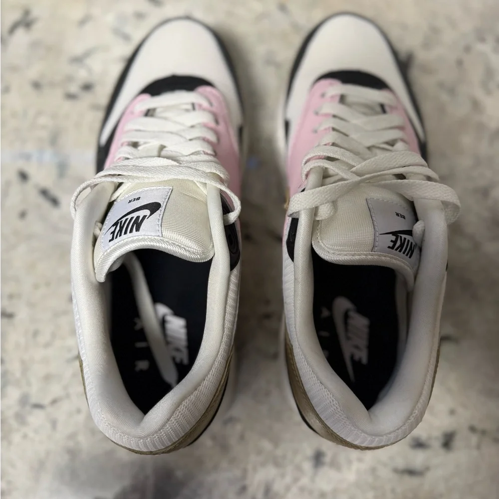 Custom Nike Air Max 1 Women's Sneakers in Pink, Black, and Gold - Picture 4 of 7